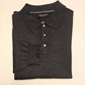EUC Bloomingdale's Mens Polo Style Merino Wool Sweater - Carcoal XXL
